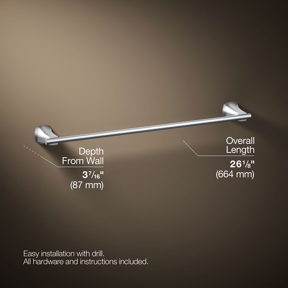 3/4 view of product with dimensions