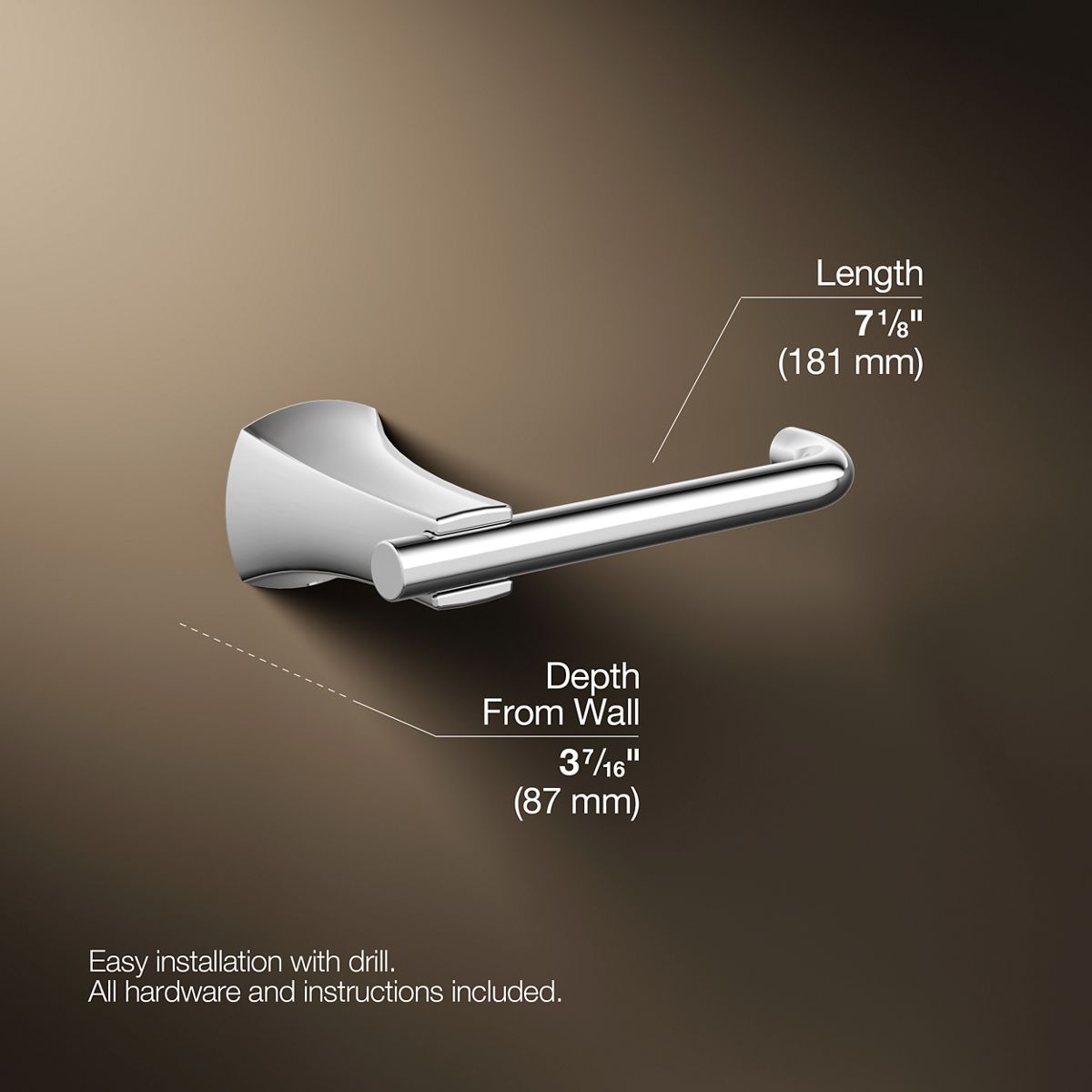 3/4 view of product with dimensions