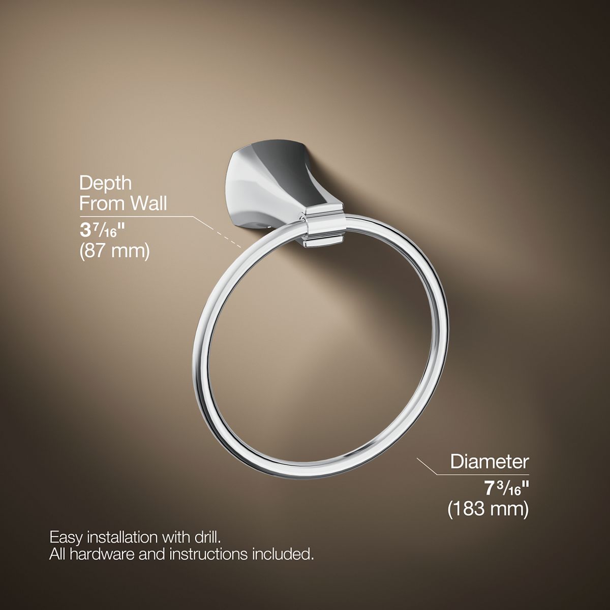 3/4 view of product with dimensions