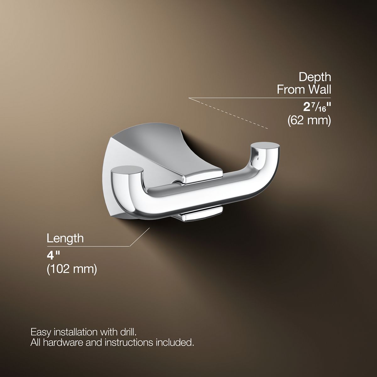 3/4 view of product with dimensions
