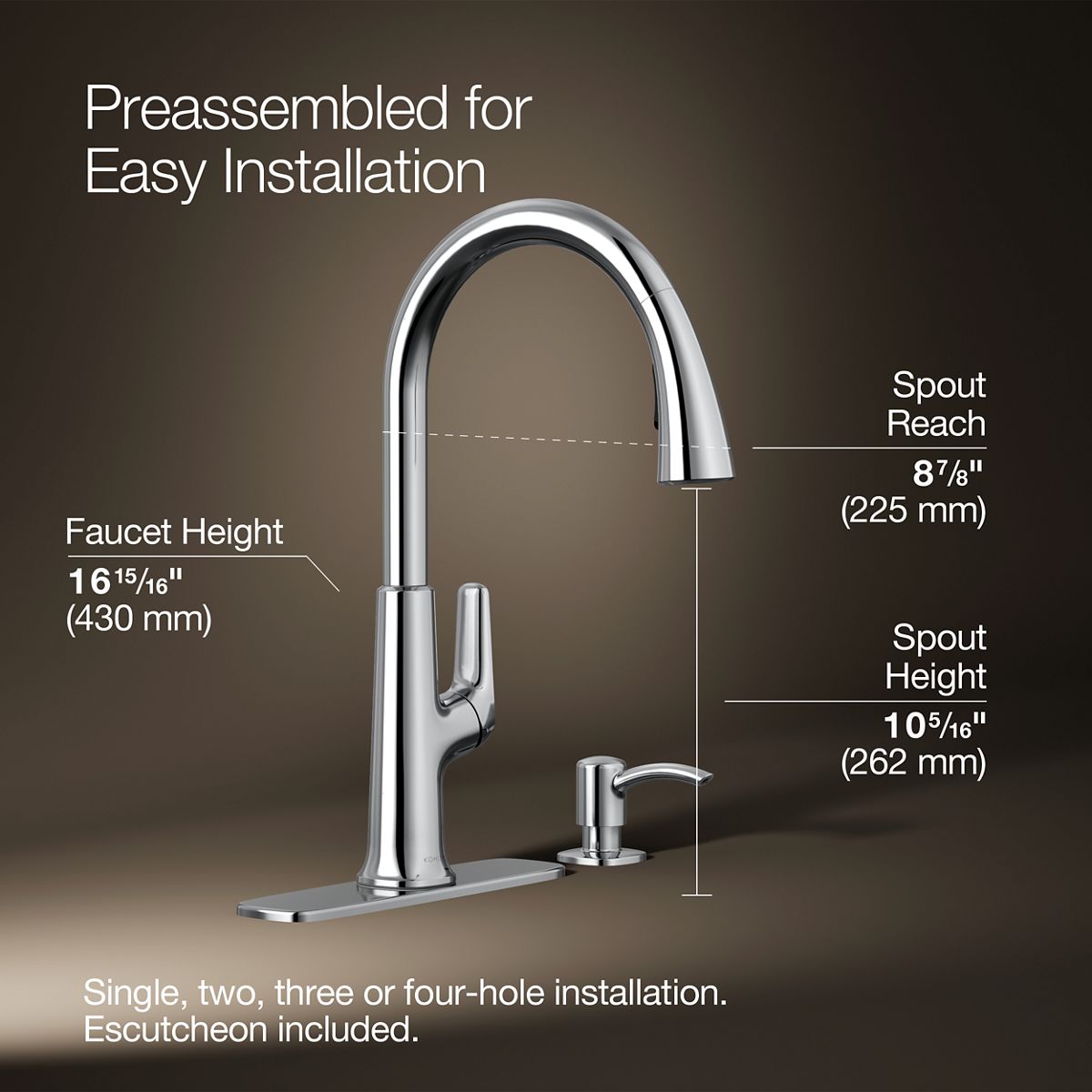 3/4 view of product with dimensions