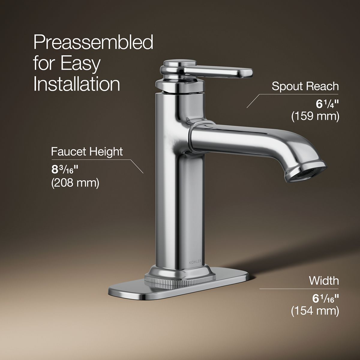 3/4 view of product with dimensions