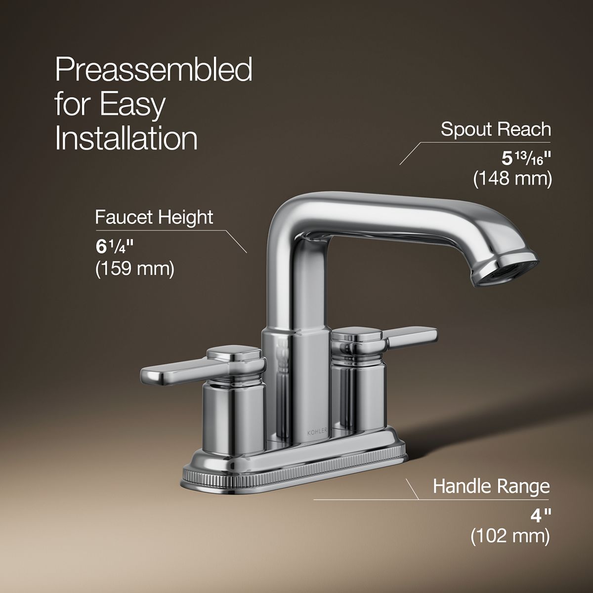 3/4 view of product with dimensions