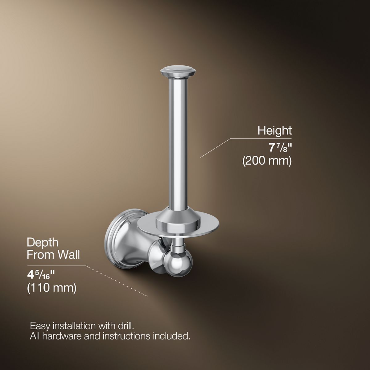 3/4 view of product with dimensions