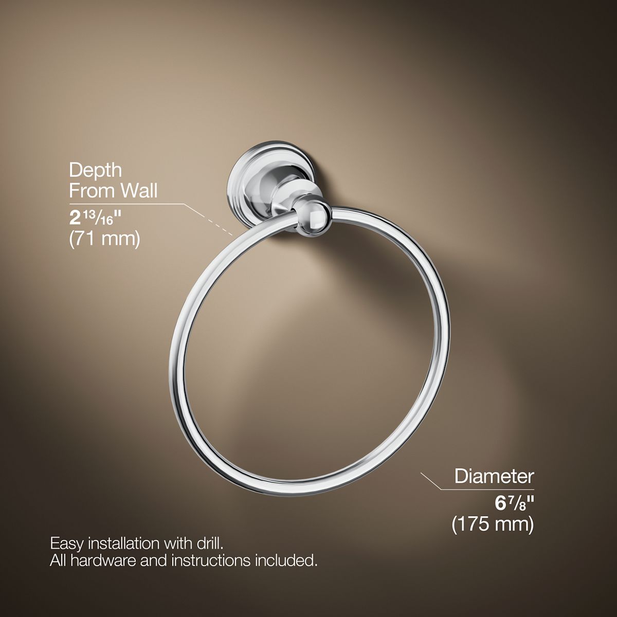 3/4 view of product with dimensions