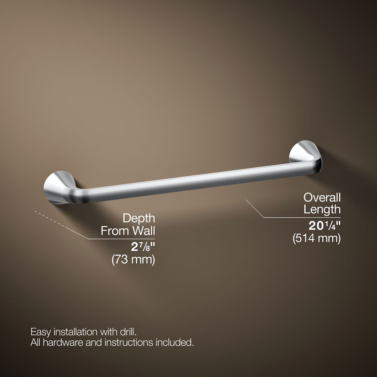 3/4 view of product with dimensions