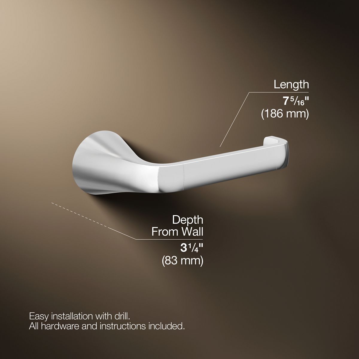3/4 view of product with dimensions