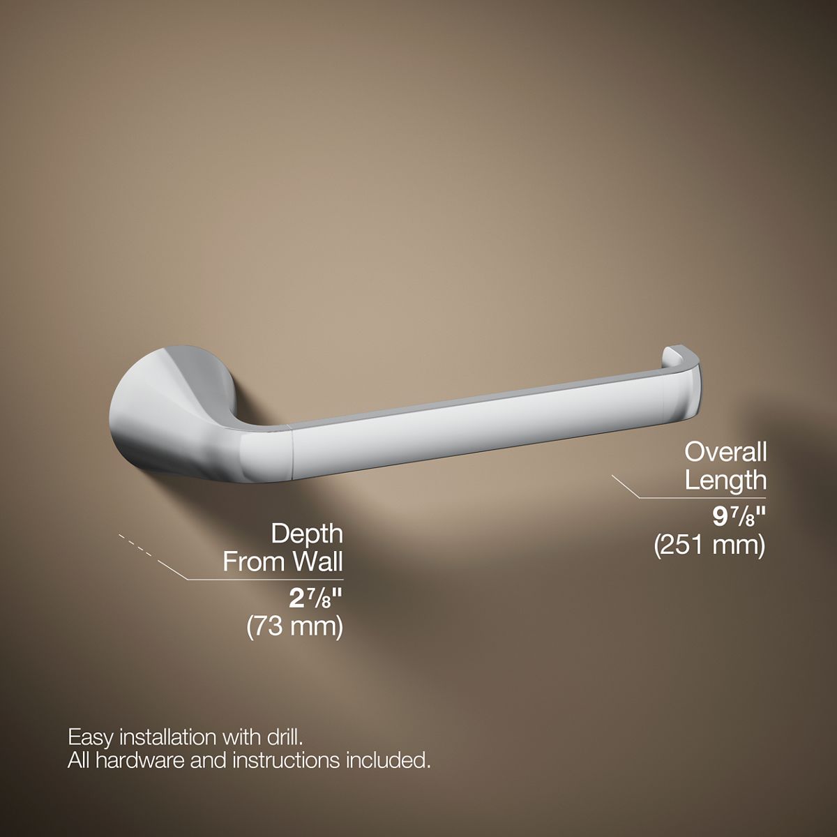 3/4 view of product with dimensions