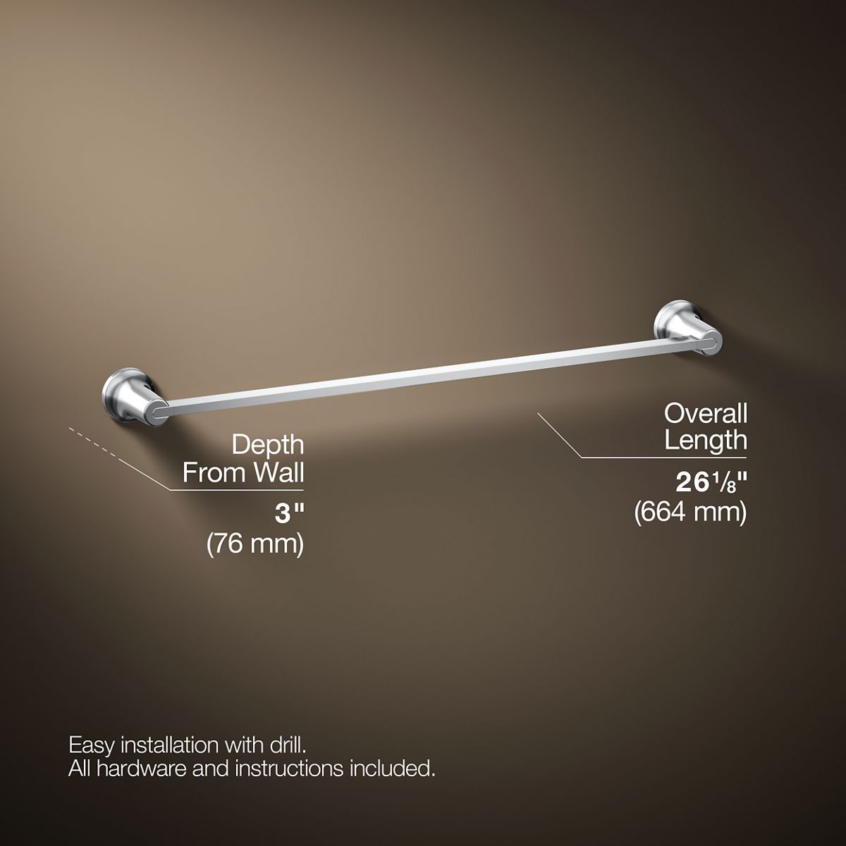 3/4 view of product with dimensions