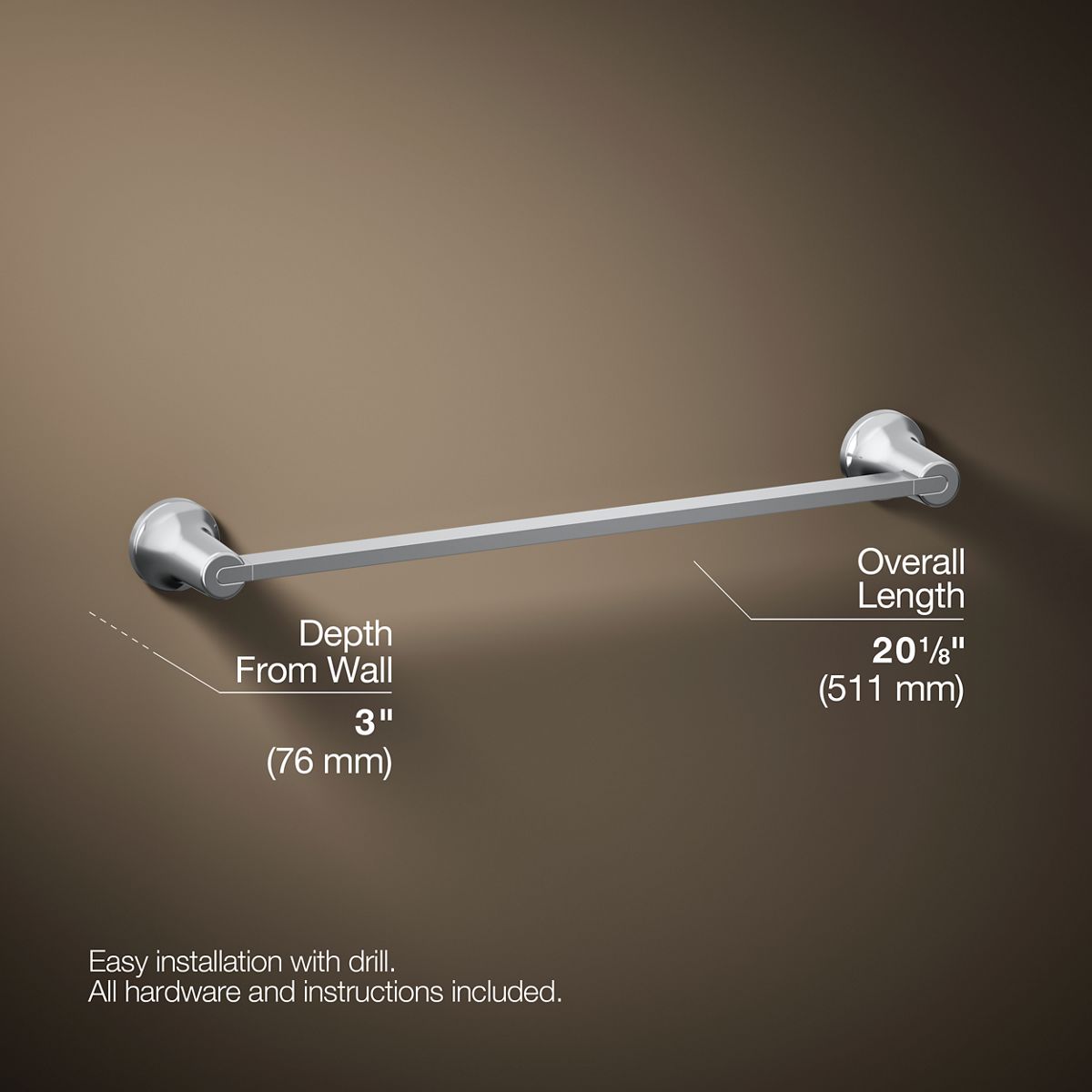 3/4 view of product with dimensions