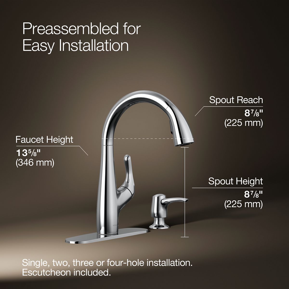 3/4 view of product with dimensions