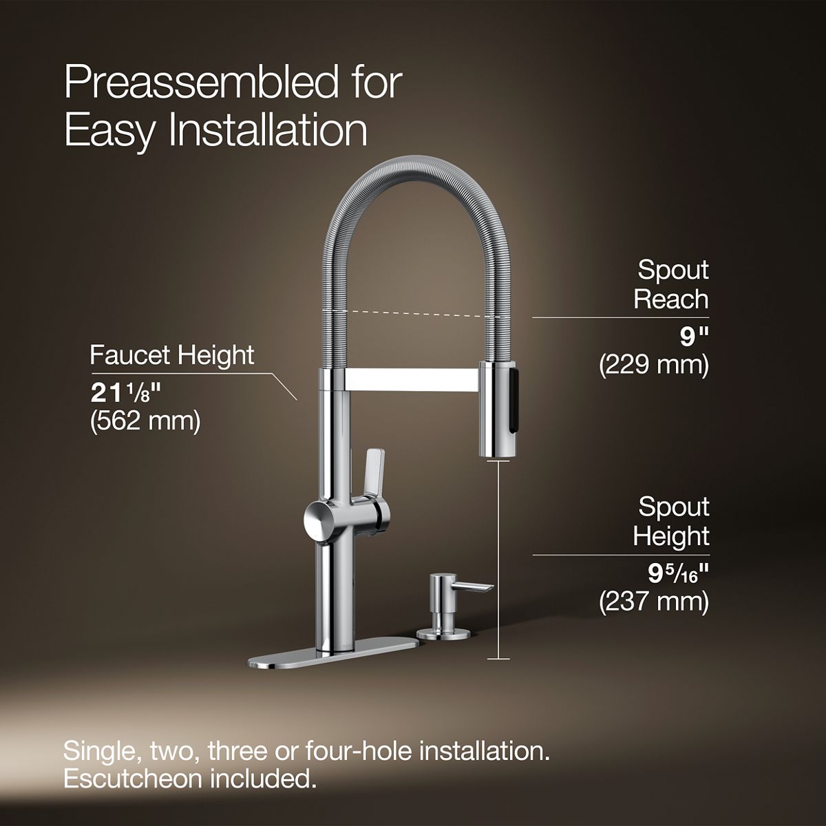 3/4 view of product with dimensions