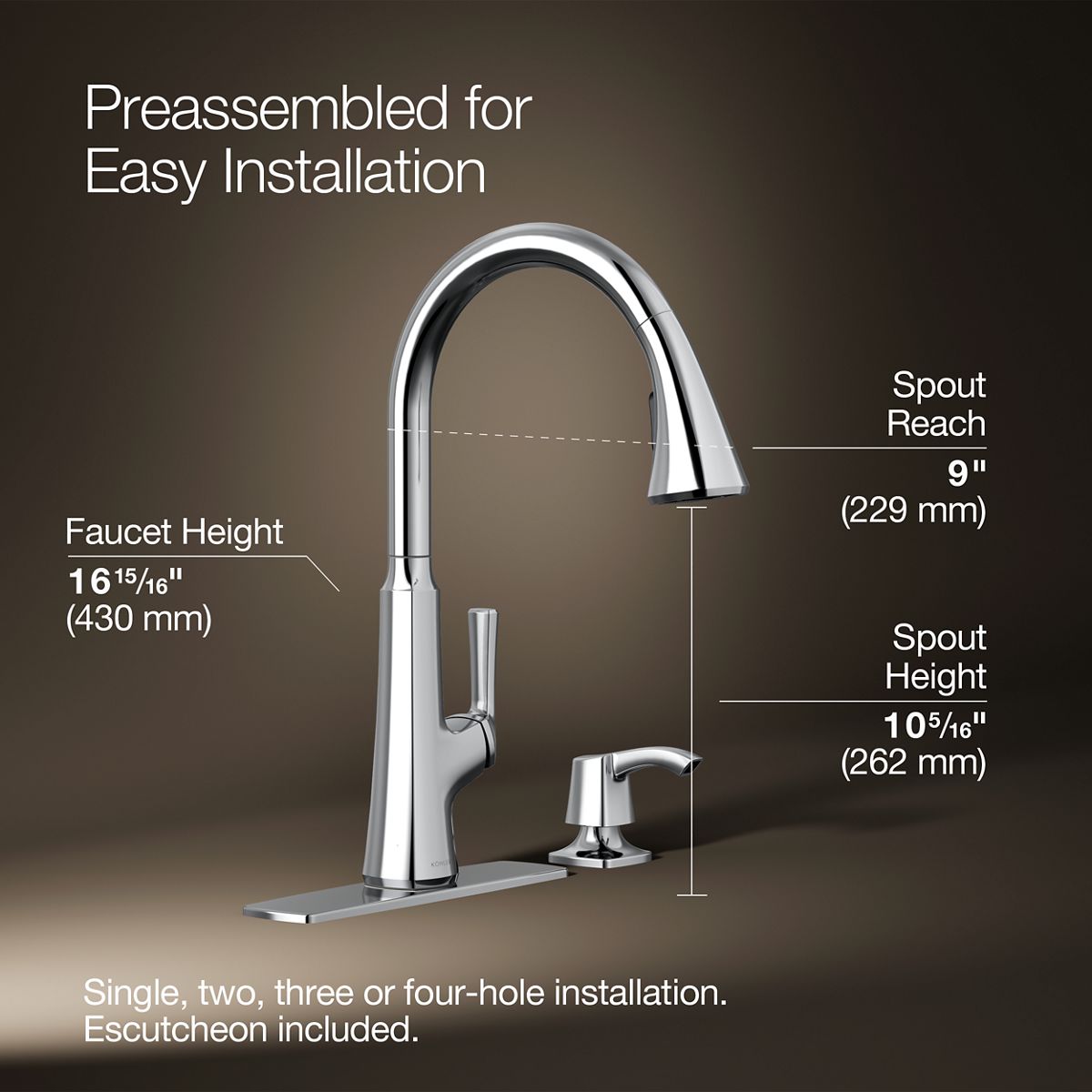 3/4 view of product with dimensions