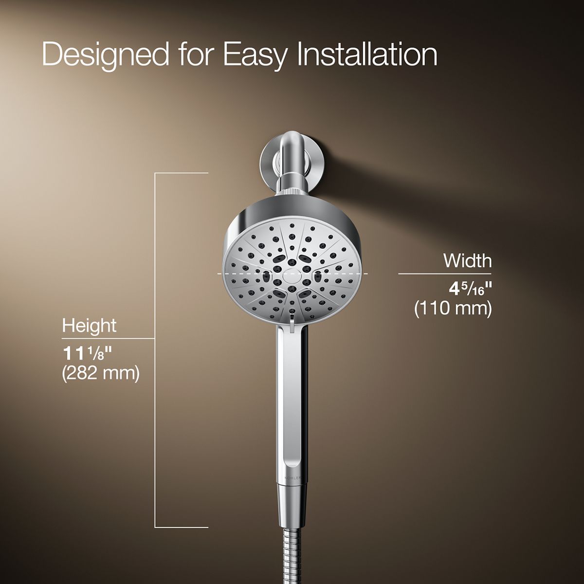 3/4 view of product with dimensions