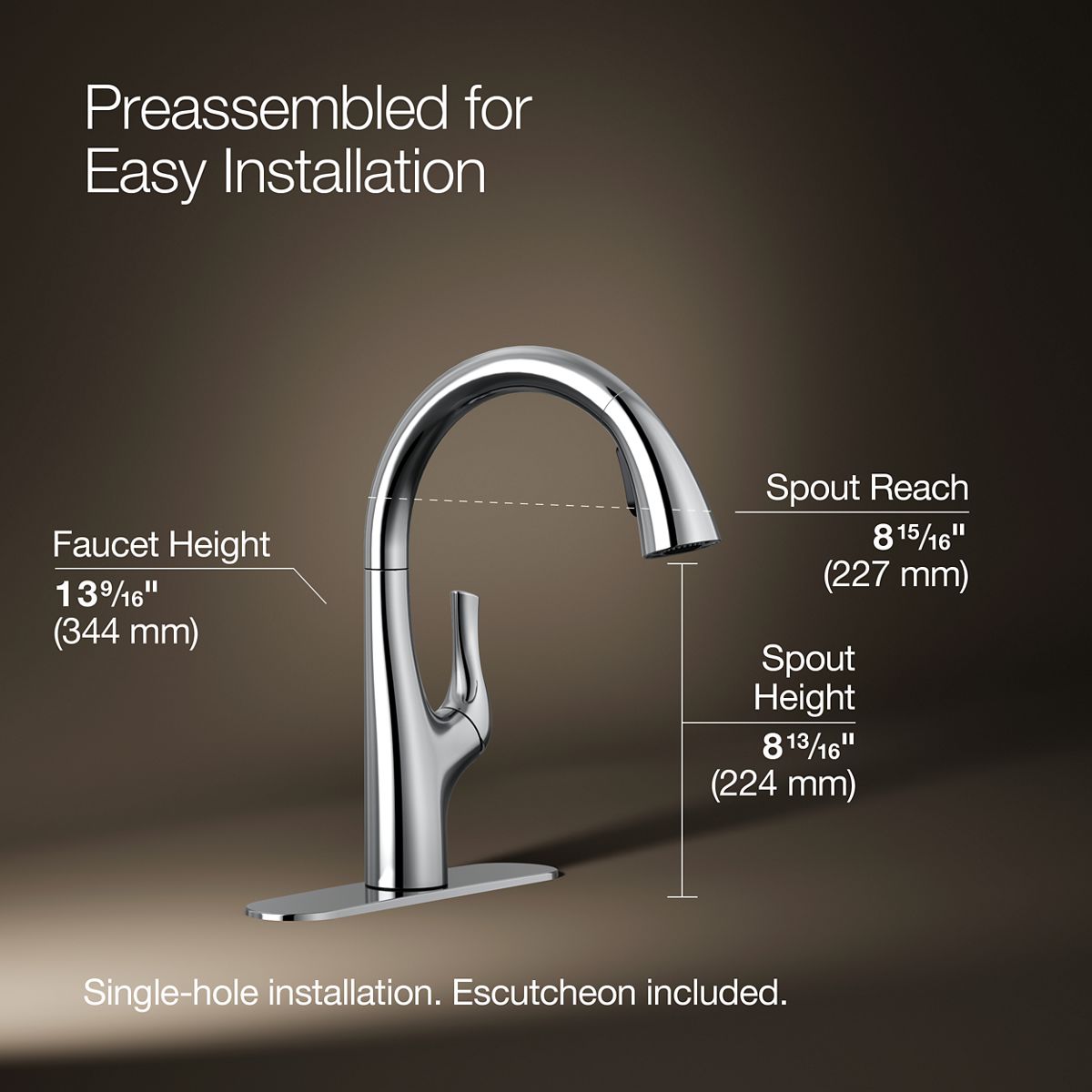 3/4 view of product with dimensions