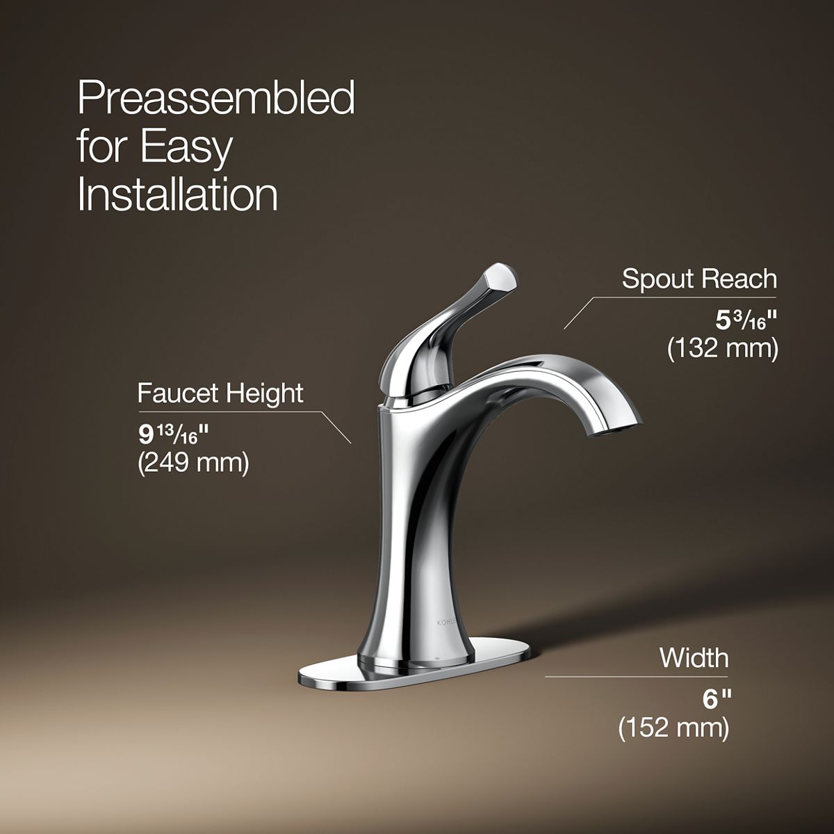 3/4 view of product with dimensions