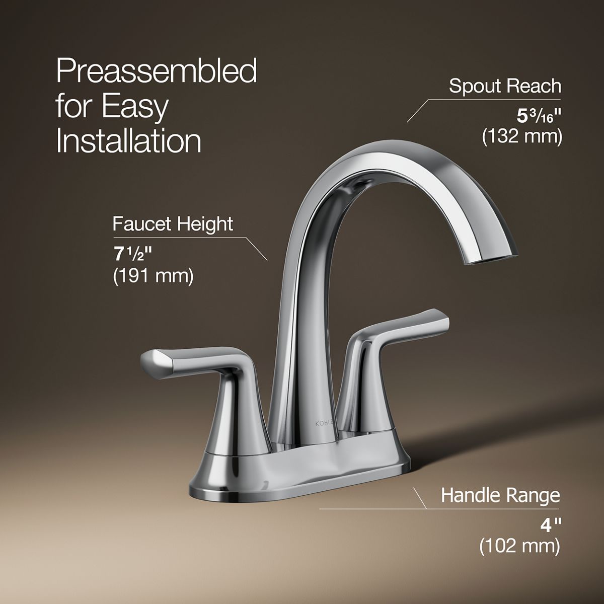 3/4 view of product with dimensions