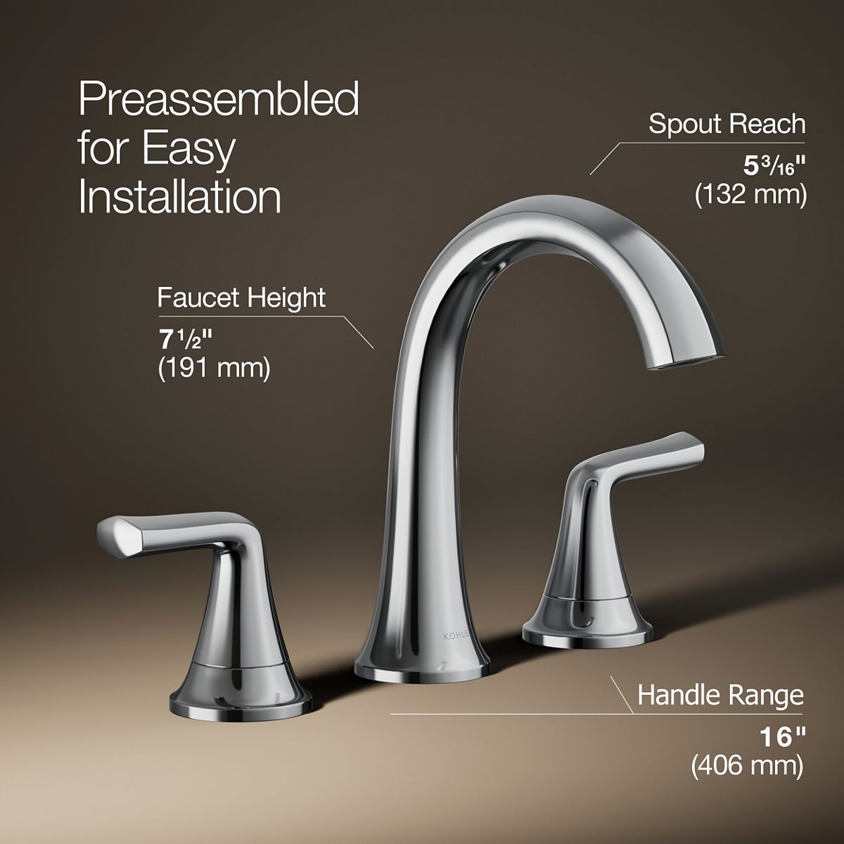 3/4 view of product with dimensions