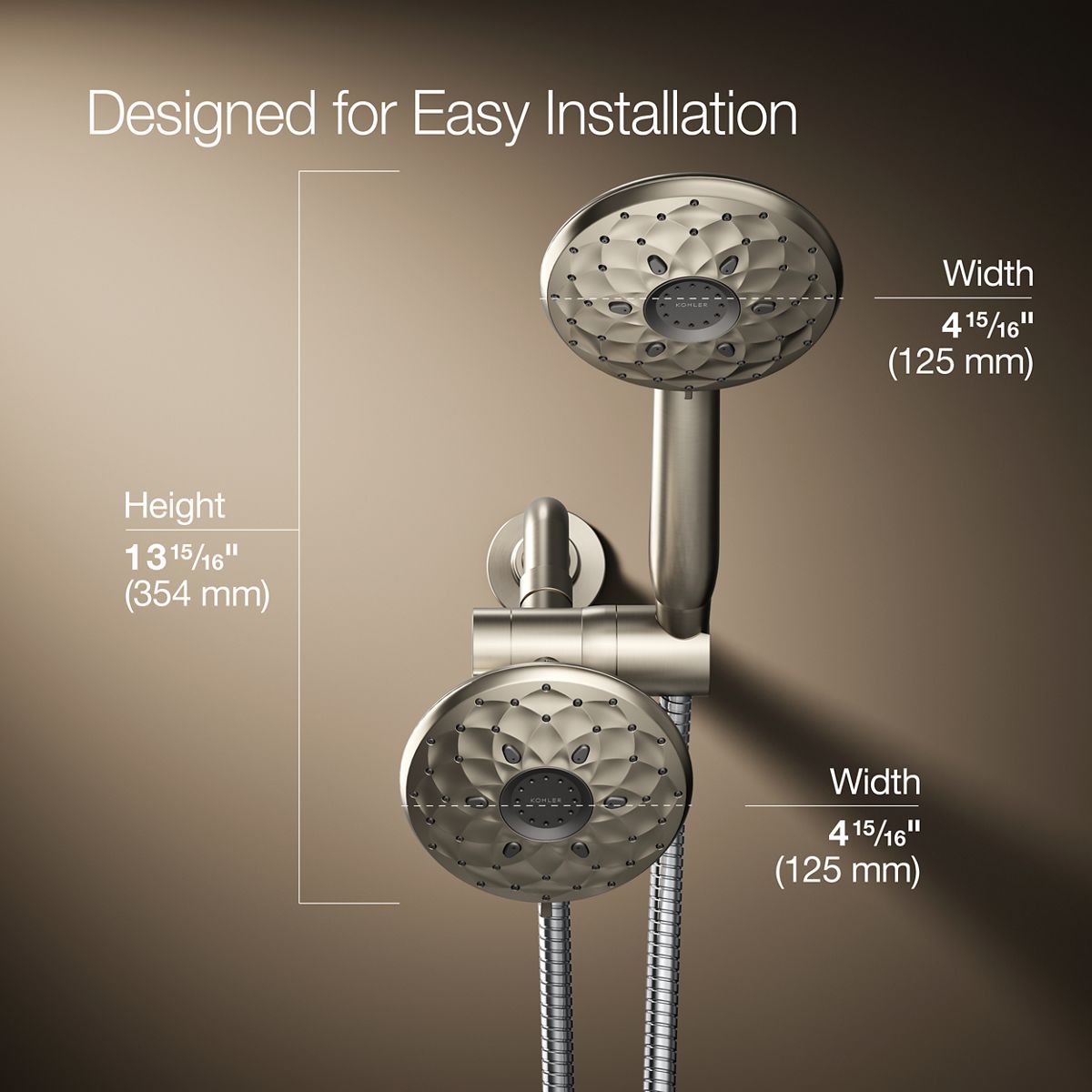 3/4 view of product with dimensions