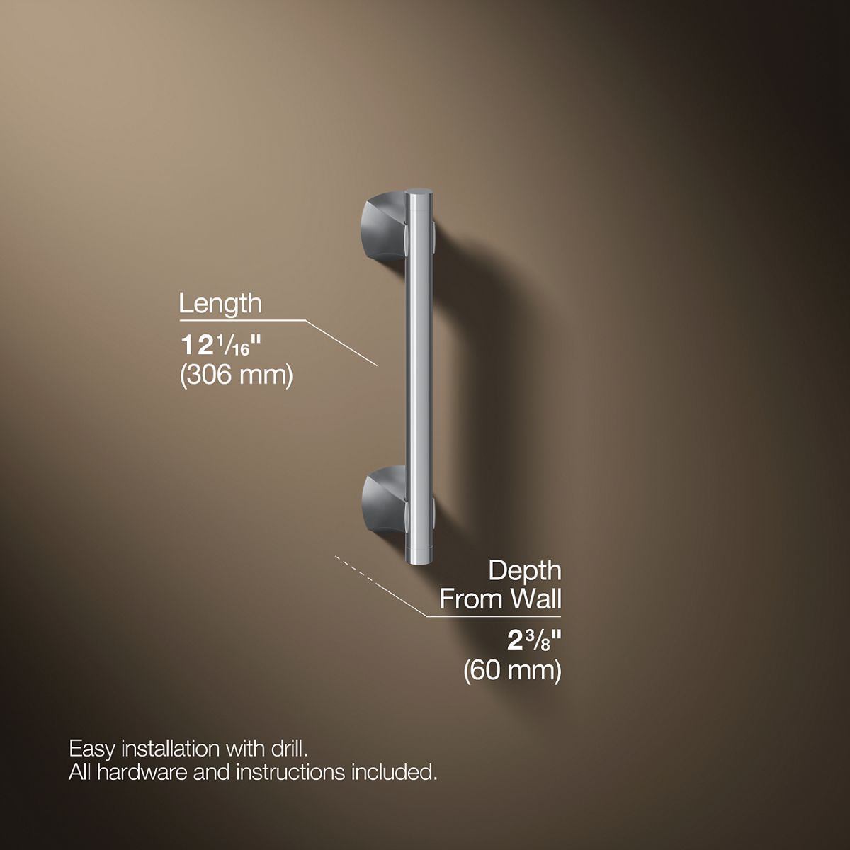 3/4 view of product with dimensions