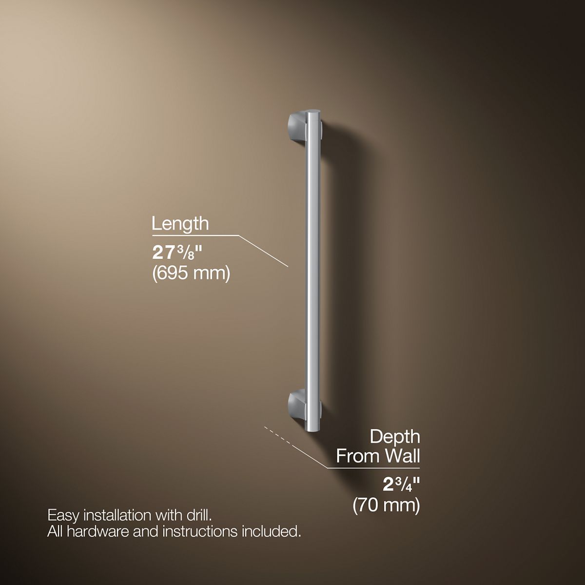 3/4 view of product with dimensions