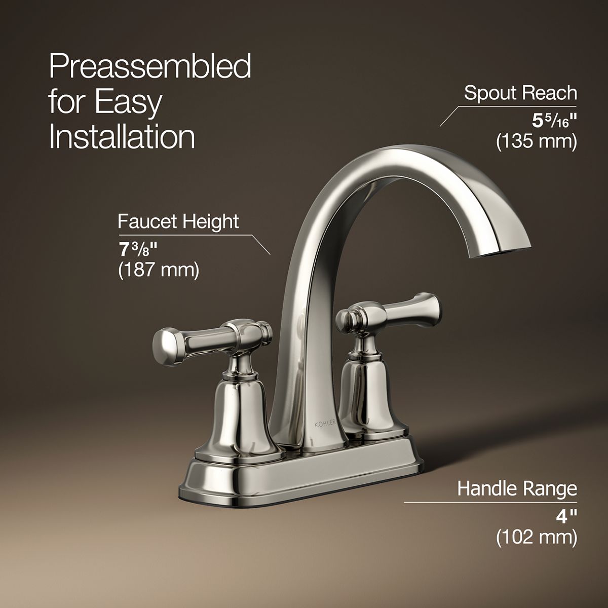 3/4 view of product with dimensions