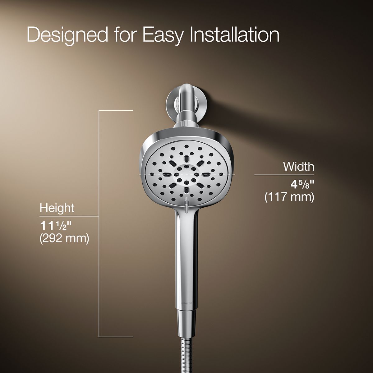 3/4 view of product with dimensions