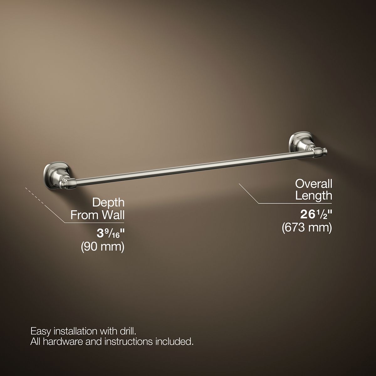 3/4 view of product with dimensions