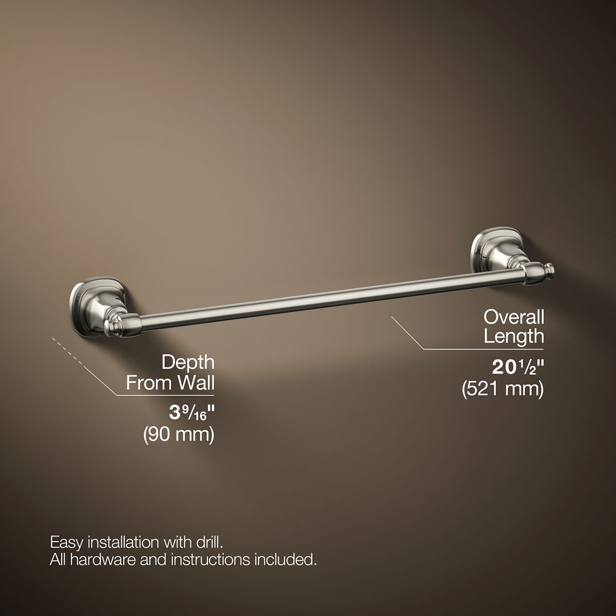 3/4 view of product with dimensions