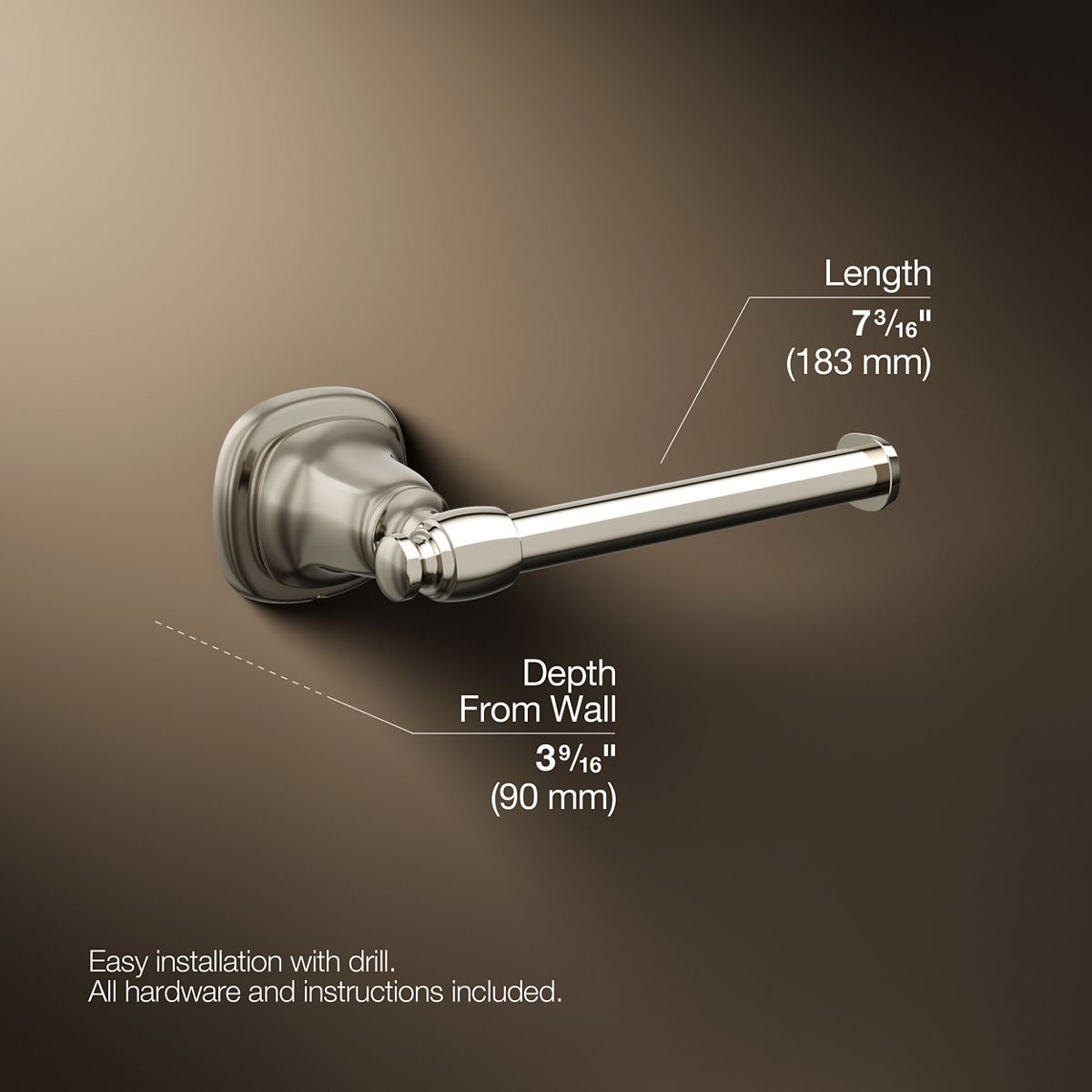 3/4 view of product with dimensions