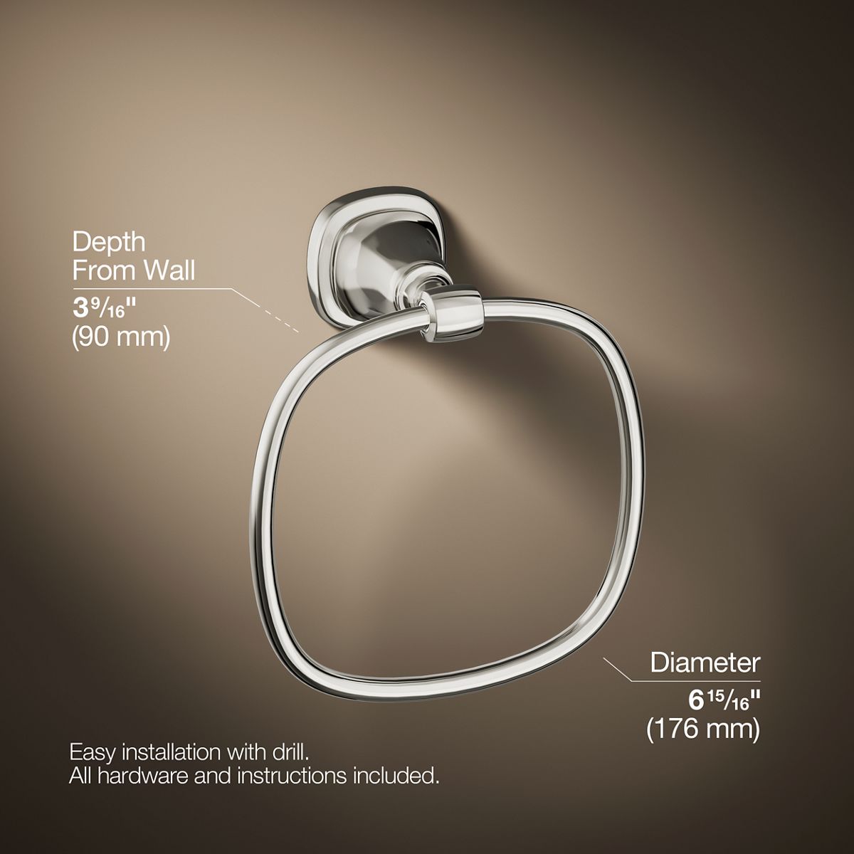 3/4 view of product with dimensions