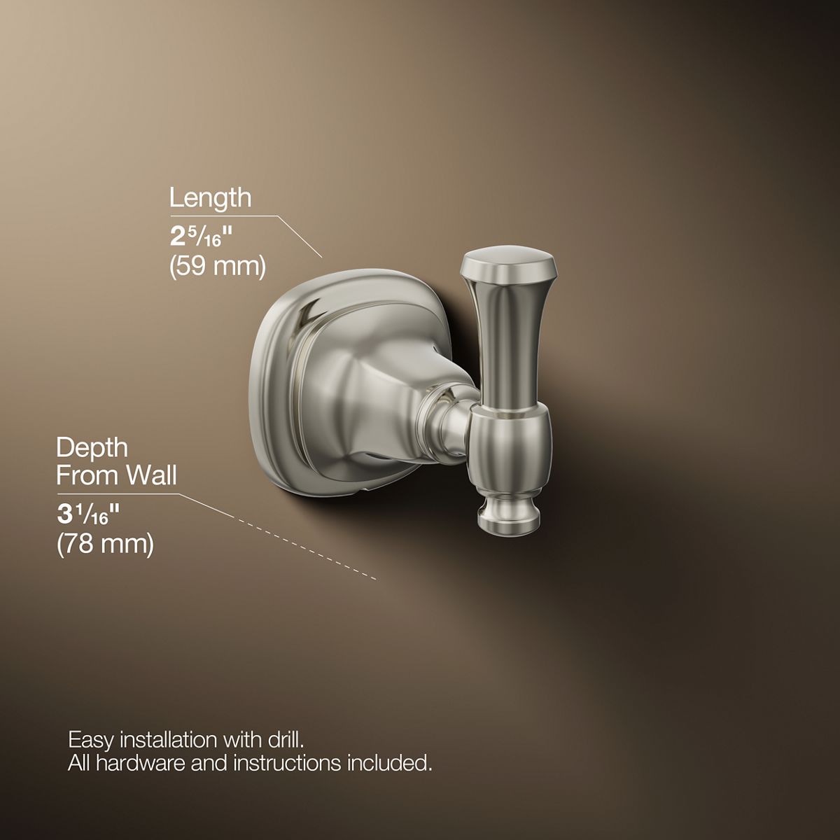 3/4 view of product with dimensions
