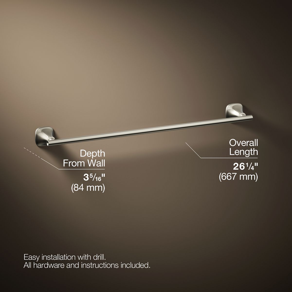 3/4 view of product with dimensions