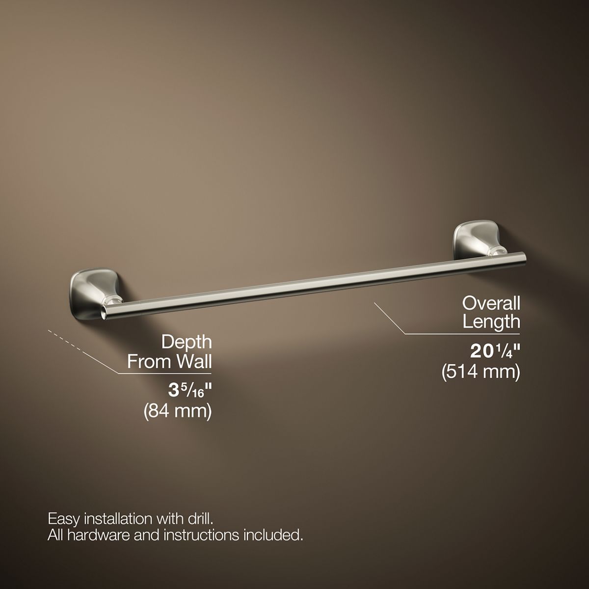 3/4 view of product with dimensions