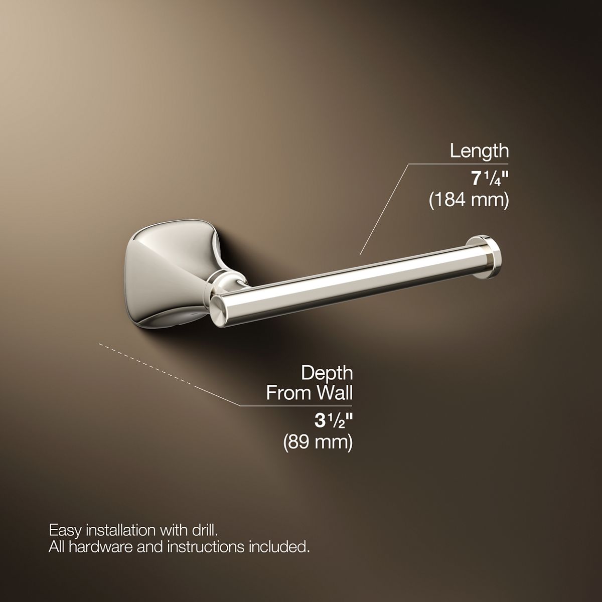3/4 view of product with dimensions