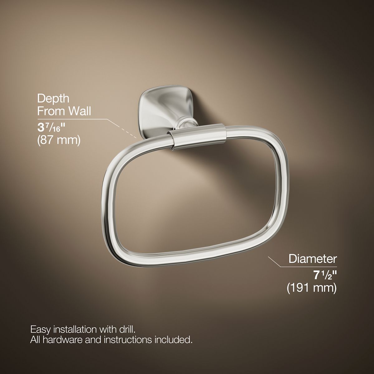 3/4 view of product with dimensions