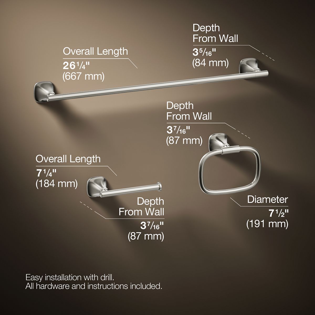 3/4 view of product with dimensions