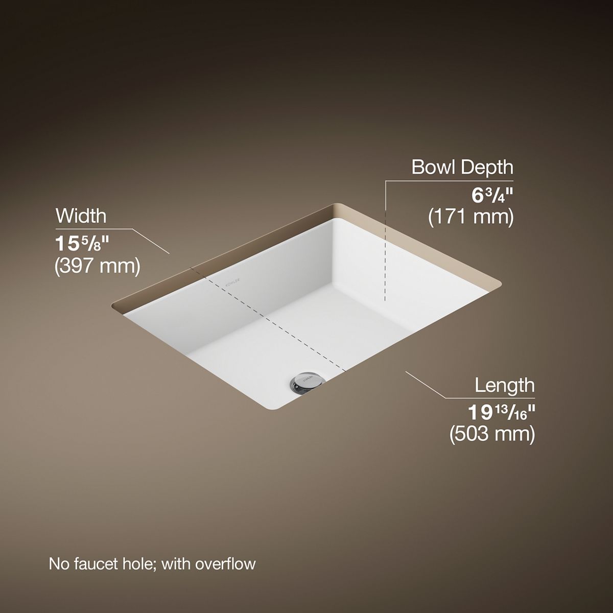 3/4 view of product with dimensions