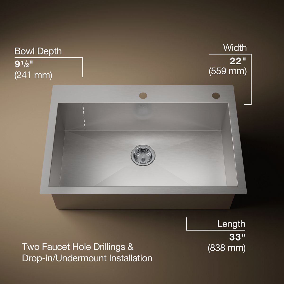 3/4 view of product with dimensions