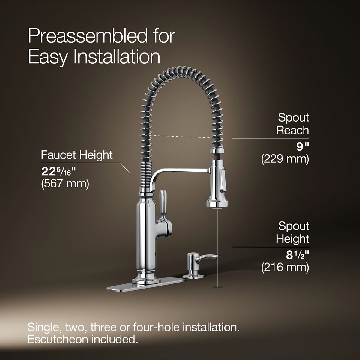 3/4 view of product with dimensions