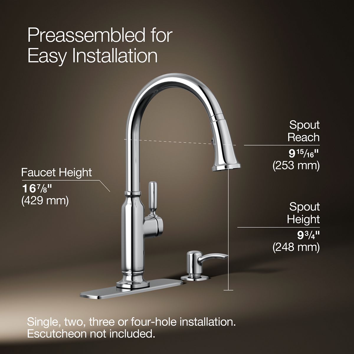 3/4 view of product with dimensions