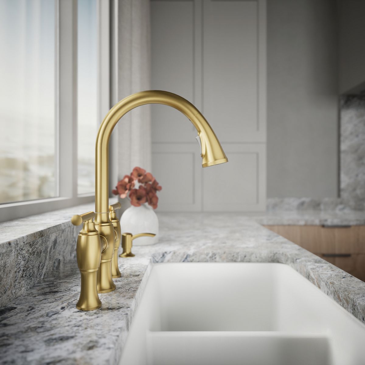 Oresund Pull-Down Bridge Kitchen Sink Faucet | K-R28705-SD | KOHLER