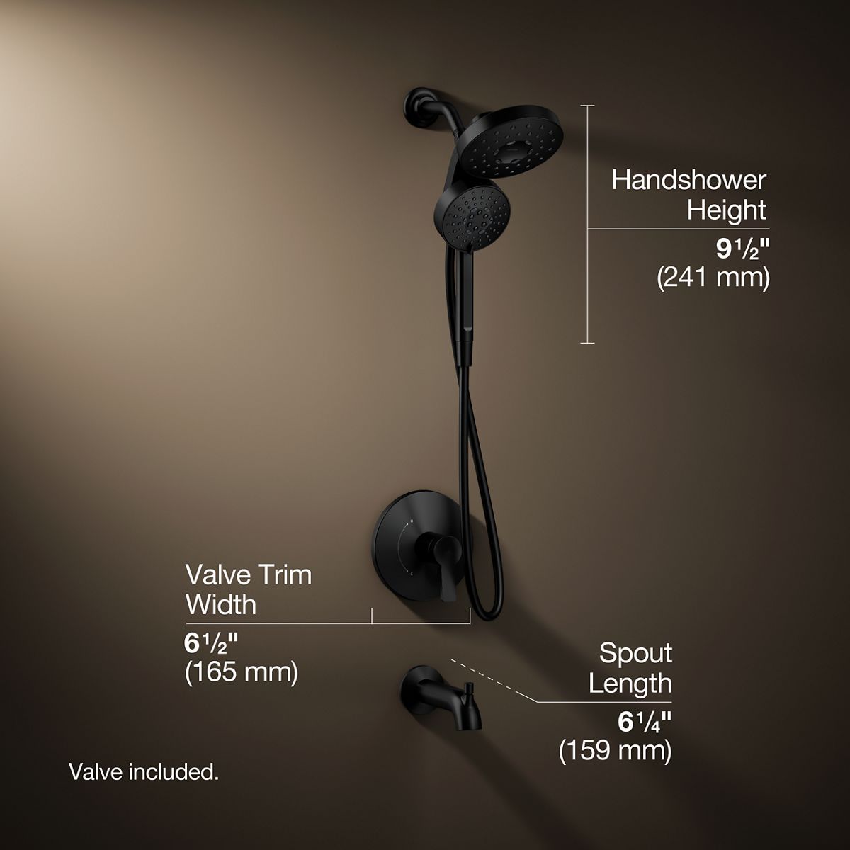 3/4 view of product with dimensions