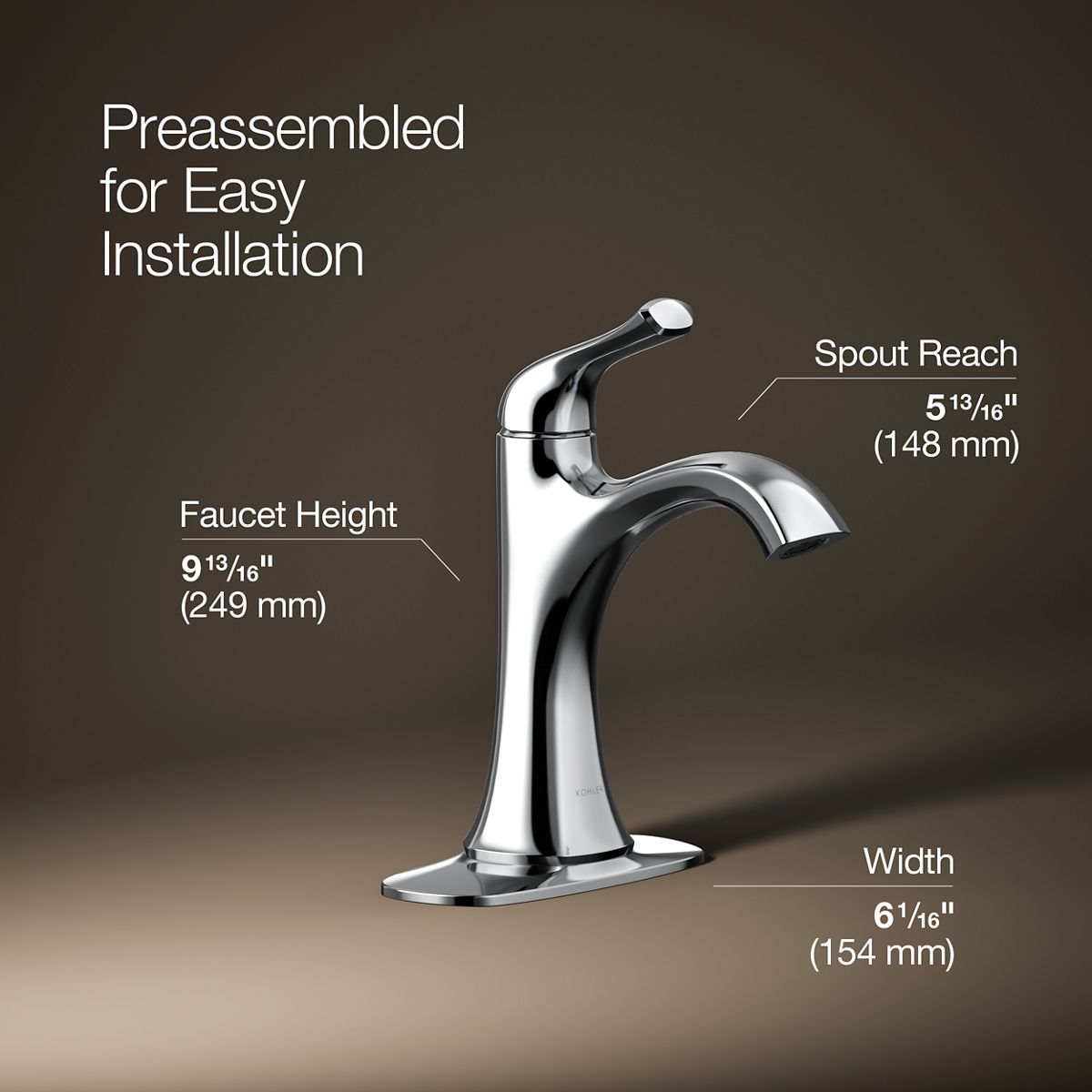 3/4 view of product with dimensions