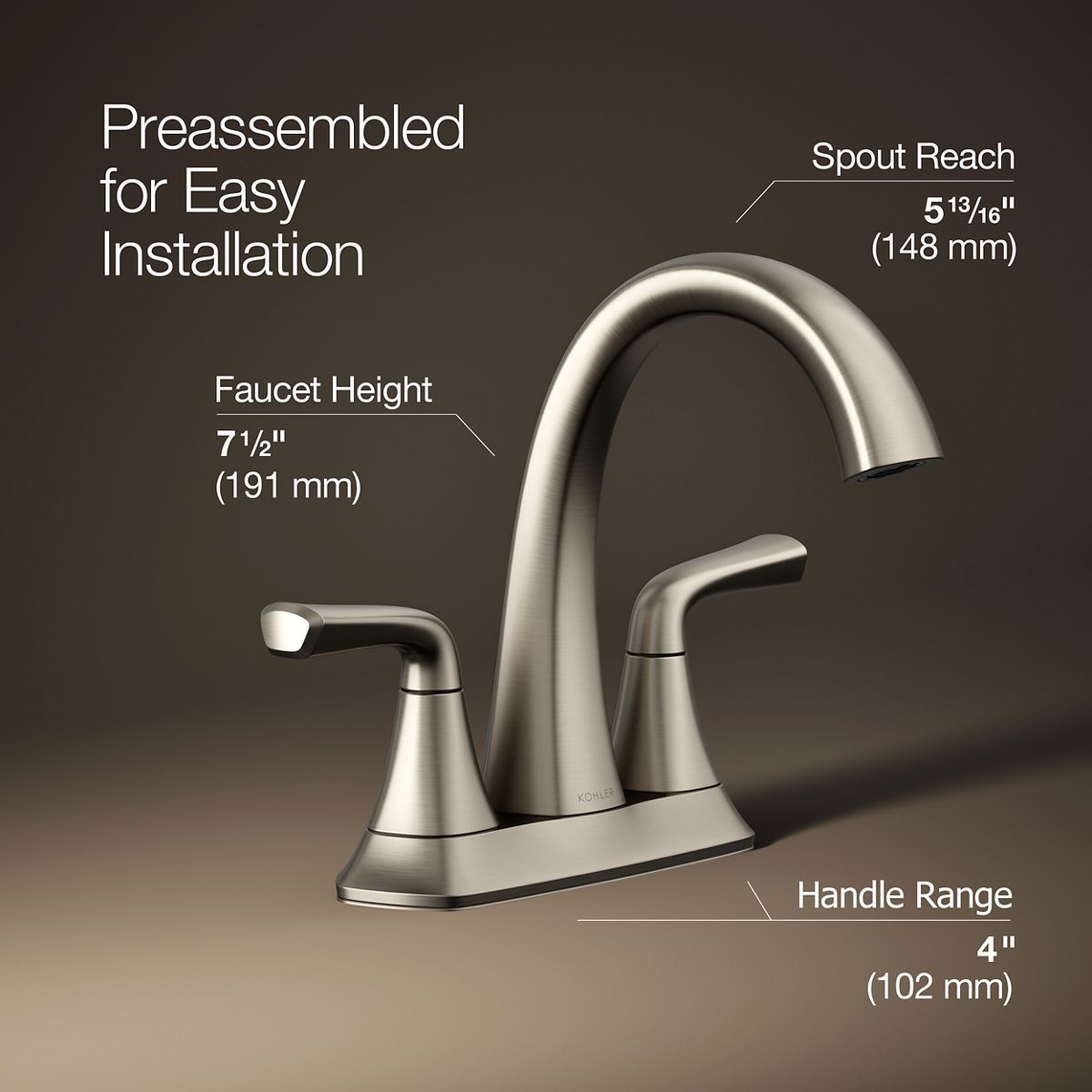 Sundae Centerset Bathroom Sink Faucet | K-R28796-4D | KOHLER