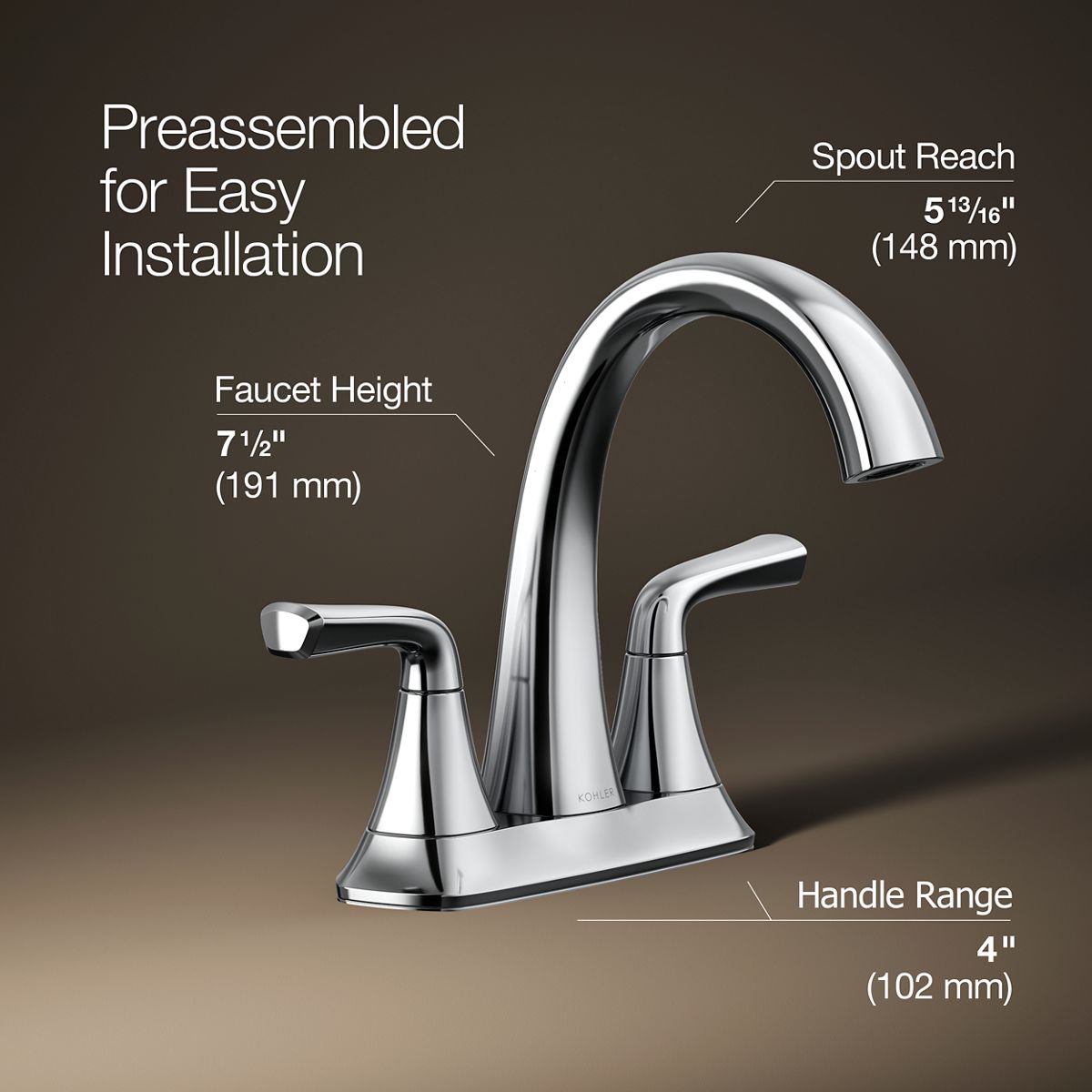 3/4 view of product with dimensions