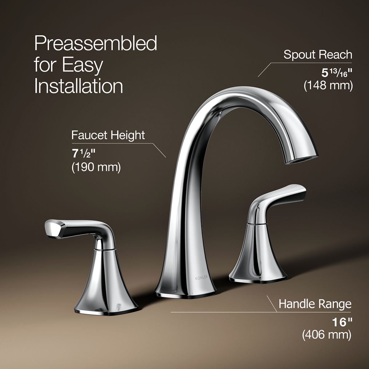 3/4 view of product with dimensions