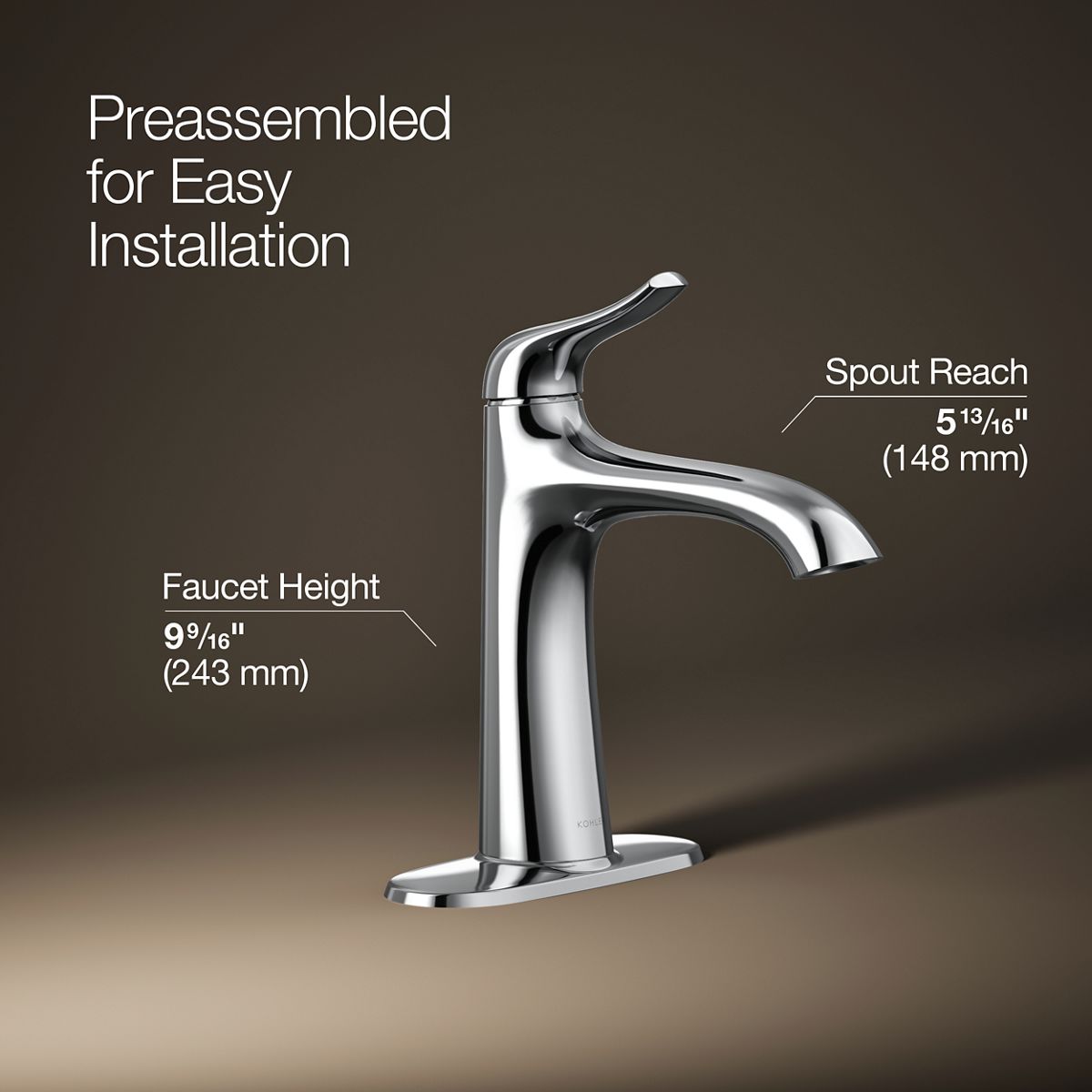 3/4 view of product with dimensions