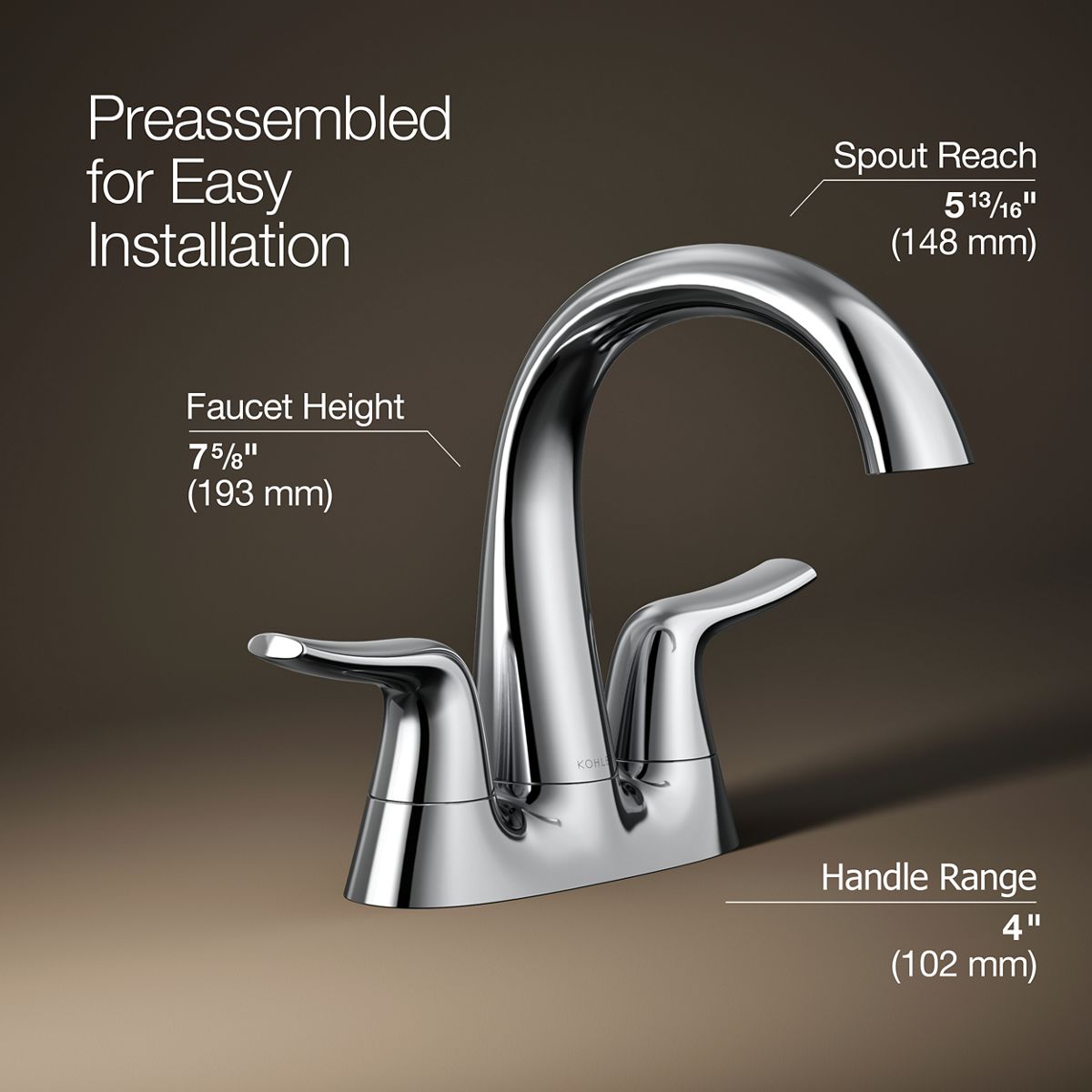 3/4 view of product with dimensions