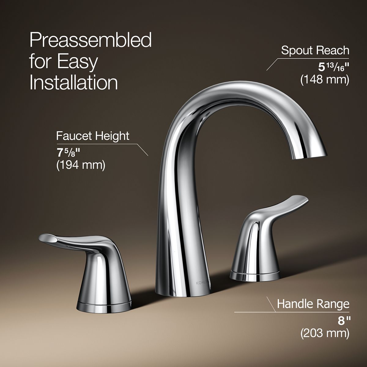 3/4 view of product with dimensions